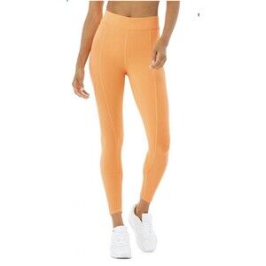 ALO YOGA Neon Orange 7/8 LEGGINGS  Soft Ribbed